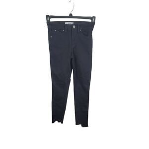 YMI Wanna Betta Butt Jeans 0/24 Womens Black High Rise Shark Bite Raw Hem Skinny